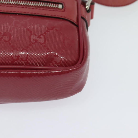 GUCCI GG Implementation Shoulder Bag PVC Red Silver 201447 Auth 120664