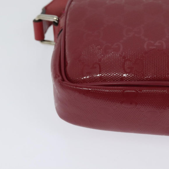 GUCCI GG Implementation Shoulder Bag PVC Red Silver 201447 Auth 120664