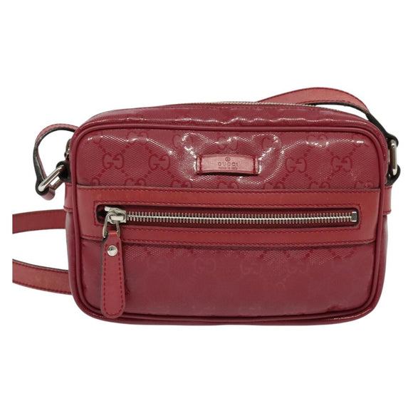 GUCCI GG Implementation Shoulder Bag PVC Red Silver 201447 Auth 120664
