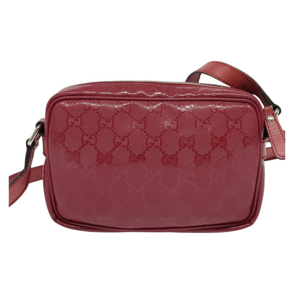 GUCCI GG Implementation Shoulder Bag PVC Red Silver 201447 Auth 120664