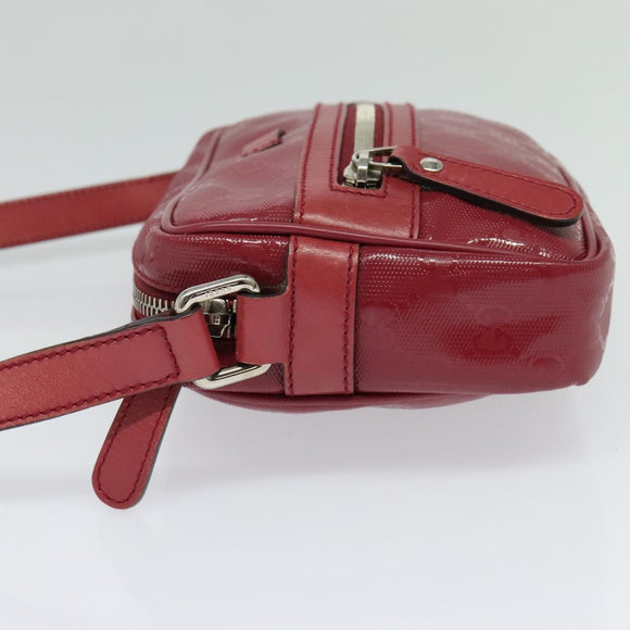 GUCCI GG Implementation Shoulder Bag PVC Red Silver 201447 Auth 120664