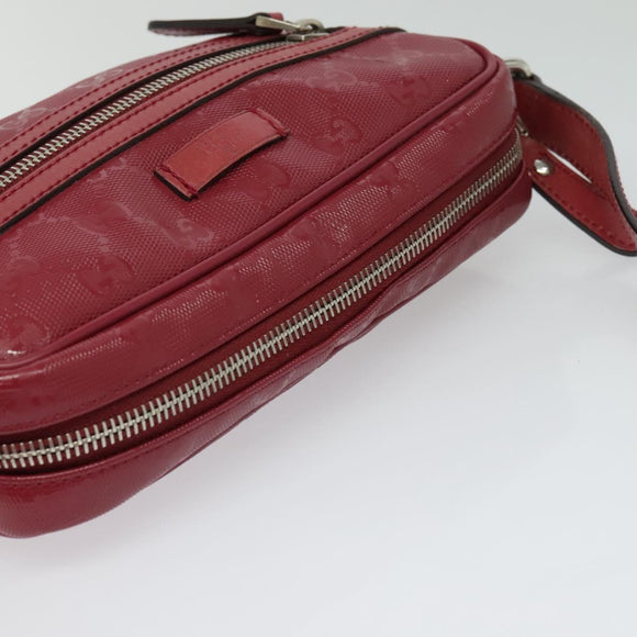 GUCCI GG Implementation Shoulder Bag PVC Red Silver 201447 Auth 120664