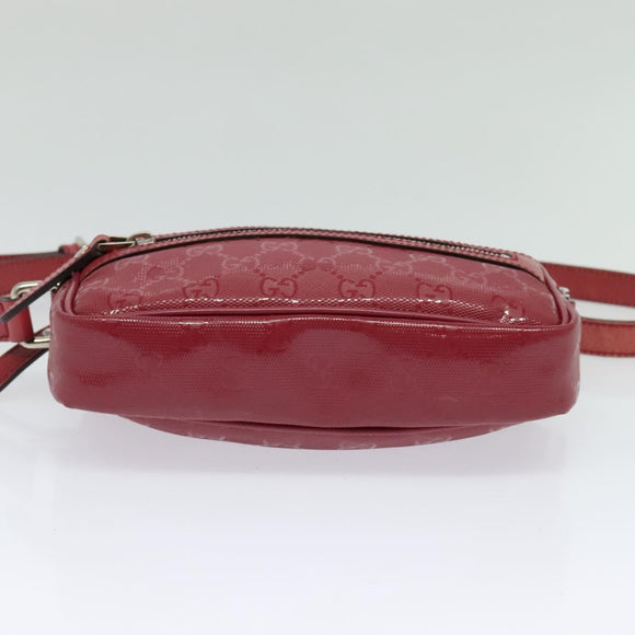 GUCCI GG Implementation Shoulder Bag PVC Red Silver 201447 Auth 120664