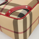 BURBERRY Nova Check Hand Bag PVC Beige Silver Auth 120678-10