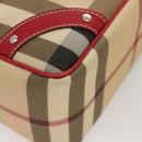 BURBERRY Nova Check Hand Bag PVC Beige Silver Auth 120678-15