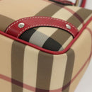 BURBERRY Nova Check Hand Bag PVC Beige Silver Auth 120678-16