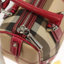 BURBERRY Nova Check Hand Bag PVC Beige Silver Auth 120678-17