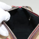 BURBERRY Nova Check Hand Bag PVC Beige Silver Auth 120678-20
