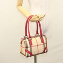 BURBERRY Nova Check Hand Bag PVC Beige Silver Auth 120678-23