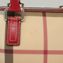 BURBERRY Nova Check Hand Bag PVC Beige Silver Auth 120678-3
