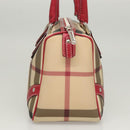 BURBERRY Nova Check Hand Bag PVC Beige Silver Auth 120678-5