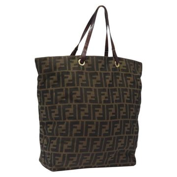 FENDI Zucca Canvas Tote Bag Black Brown Auth 120680
