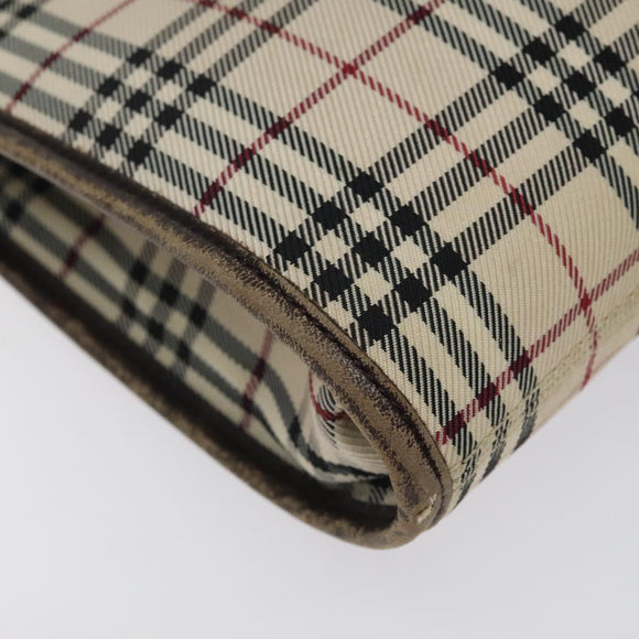 BURBERRY Nova Check Shoulder Bag Nylon Beige Silver Auth 120704