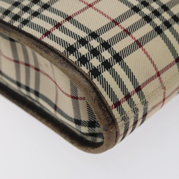 BURBERRY Nova Check Shoulder Bag Nylon Beige Silver Auth 120704