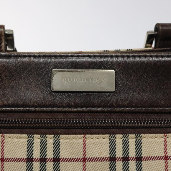 BURBERRY Nova Check Shoulder Bag Nylon Beige Silver Auth 120704