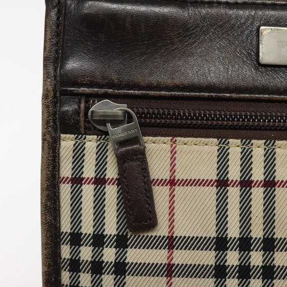 BURBERRY Nova Check Shoulder Bag Beige Silver Auth 120704