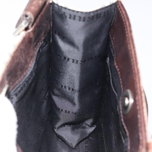 BURBERRY Nova Check Shoulder Bag Nylon Beige Silver Auth 120704