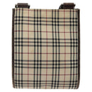 BURBERRY Nova Check Shoulder Bag Nylon Beige Silver Auth 120704-2