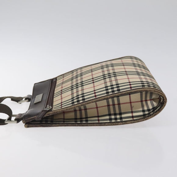 BURBERRY Nova Check Shoulder Bag Beige Silver Auth 120704