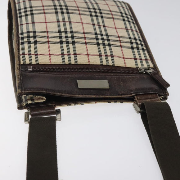 BURBERRY Nova Check Shoulder Bag Beige Silver Auth 120704