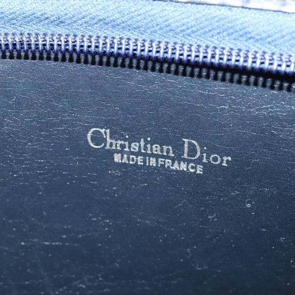 Christian Dior Trotter Canvas Shoulder Bag Navy Gold Auth 120706