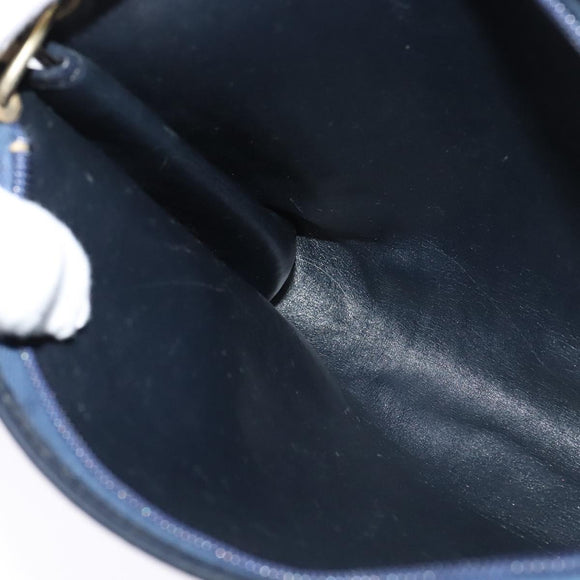 Christian Dior Trotter Canvas Shoulder Bag Navy Gold Auth 120706