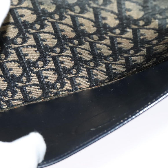 Christian Dior Trotter Canvas Shoulder Bag Navy Gold Auth 120706