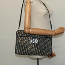 Christian Dior Trotter Canvas Shoulder Bag Navy Gold Auth 120706-19
