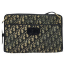 Christian Dior Trotter Canvas Shoulder Bag Navy Gold Auth 120706-13