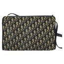Christian Dior Trotter Canvas Shoulder Bag Navy Gold Auth 120706-2