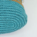 BURBERRY Blue Label Hand Bag Straw 2way Blue Gold Auth 120707-14