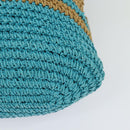 BURBERRY Blue Label Hand Bag Straw 2way Blue Gold Auth 120707-13