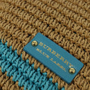 BURBERRY Blue Label Hand Bag Straw 2way Blue Gold Auth 120707-10