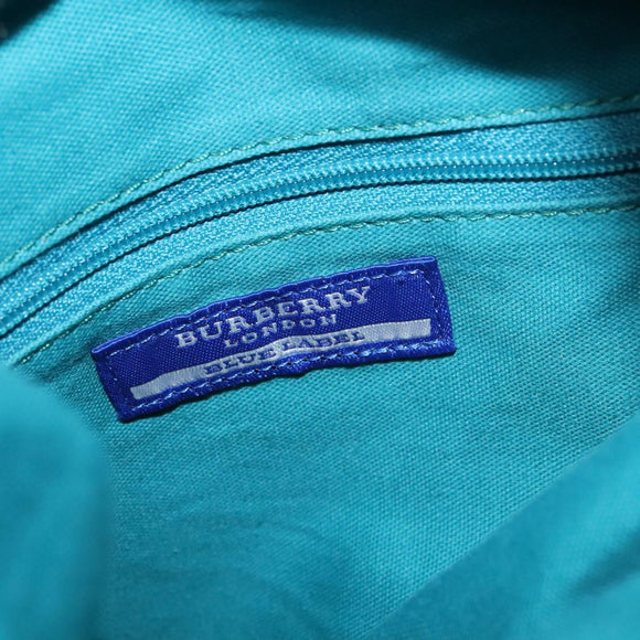 BURBERRY Blue Label Hand Bag Straw 2way Blue Gold Auth 120707