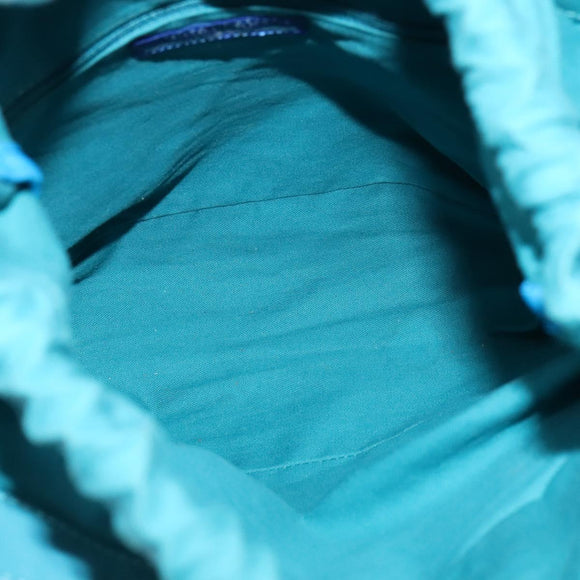 BURBERRY Blue Label Hand Bag Straw 2way Blue Gold Auth 120707