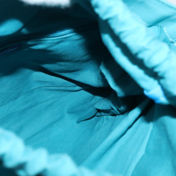 BURBERRY Blue Label Hand Bag Straw 2way Blue Gold Auth 120707