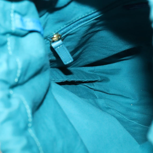 BURBERRY Blue Label Hand Bag Straw 2way Blue Gold Auth 120707