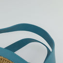 BURBERRY Blue Label Hand Bag Straw 2way Blue Gold Auth 120707-8