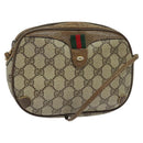 GUCCI GG Supreme Web Sherry Line Bag PVC Beige Gold 89 02 066 Auth 120713-1
