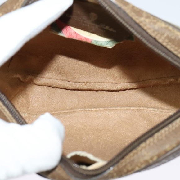 GUCCI GG Supreme Web Sherry Line Bag PVC Beige Gold 89 02 066 Auth 120713