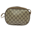 GUCCI GG Supreme Web Sherry Line Bag PVC Beige Gold 89 02 066 Auth 120713-2
