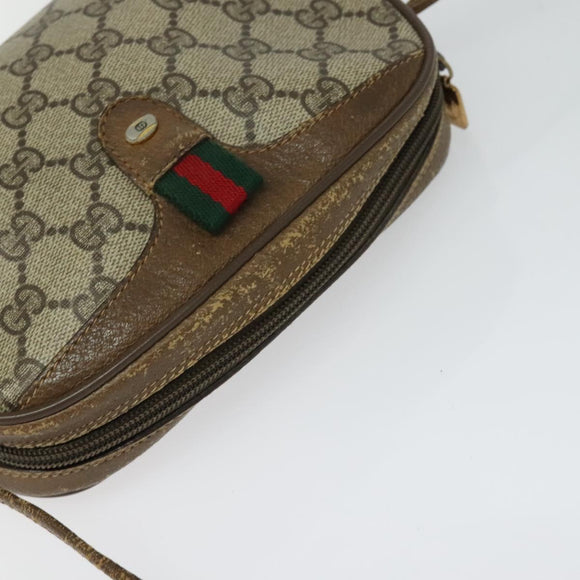 GUCCI GG Supreme Web Sherry Line Bag PVC Beige Gold 89 02 066 Auth 120713