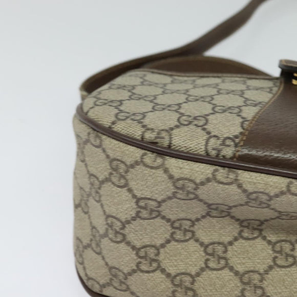 GUCCI GG Supreme Web Sherry Line Bag PVC Beige Gold 001 58 6177 Auth 120727