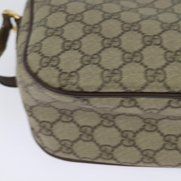 GUCCI GG Supreme Web Sherry Line Bag PVC Beige Gold 001 58 6177 Auth 120727