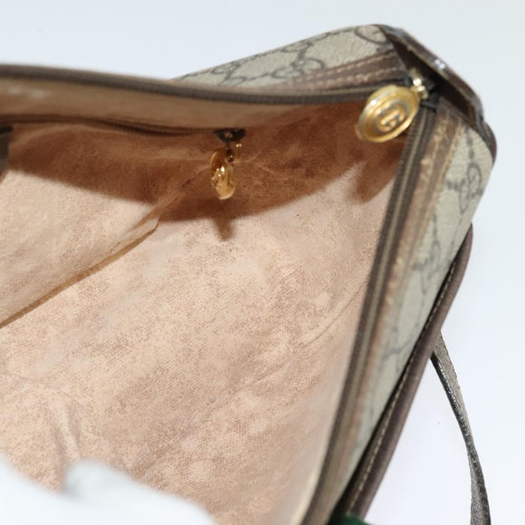 GUCCI GG Supreme Web Sherry Line Bag PVC Beige Gold 001 58 6177 Auth 120727