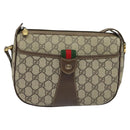 GUCCI GG Supreme Web Sherry Line Bag PVC Beige Gold 001 58 6177 Auth 120727-2
