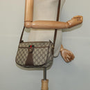 GUCCI GG Supreme Web Sherry Line Bag PVC Beige Gold 001 58 6177 Auth 120727-21