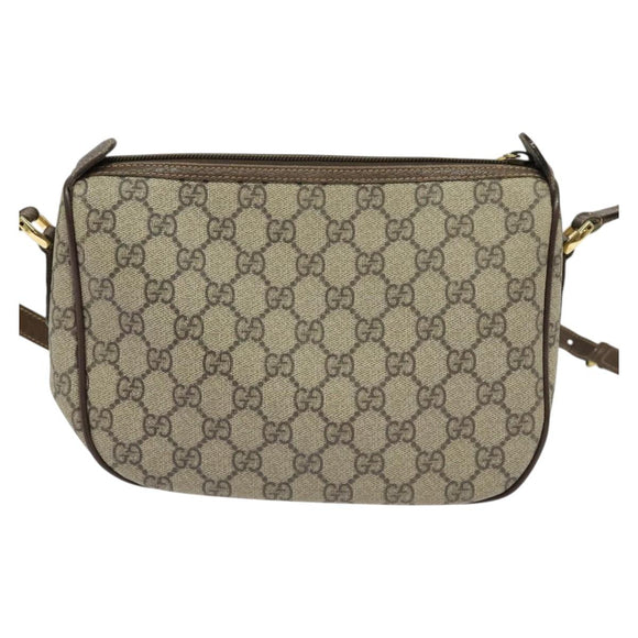 GUCCI GG Supreme Web Sherry Line Bag PVC Beige Gold 001 58 6177 Auth 120727