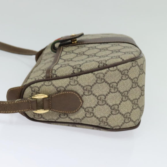 GUCCI GG Supreme Web Sherry Line Bag PVC Beige Gold 001 58 6177 Auth 120727