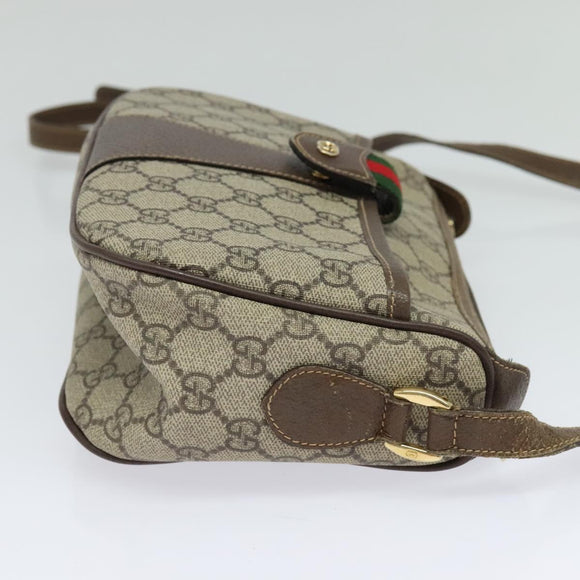 GUCCI GG Supreme Web Sherry Line Bag PVC Beige Gold 001 58 6177 Auth 120727
